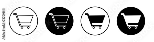 Shopping cart flat line icon set. Shopping cart Thin line illustration vector photo