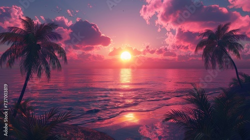 Petal-Pink Sunset Over the Horizon