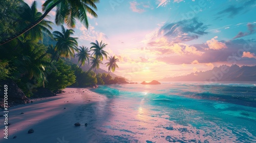 Tropical Paradise Gradient Coastline