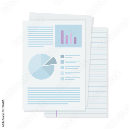 Paper documents pie chart cartoon illustration