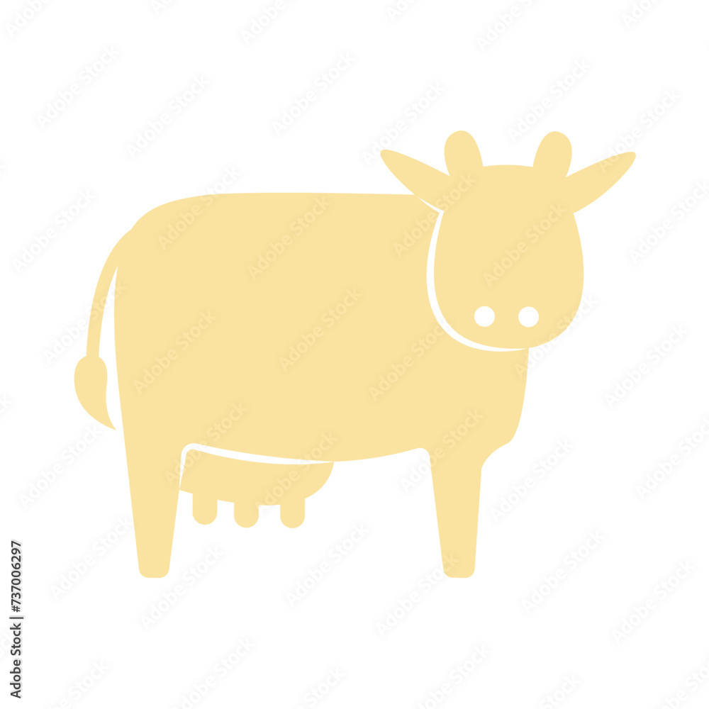 Flat cow icon cartoon illustration Flat cow icon cartoon illustration