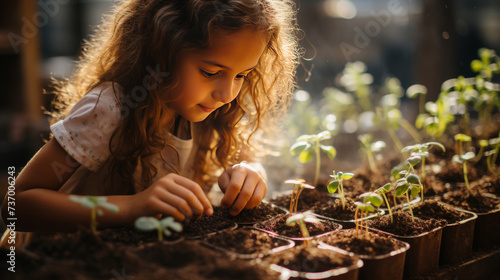 A Child�s Gardening Project: Planting Seeds in a Small Pot © Graphics.Parasite