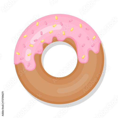 Dessert strawberry glazed donut cartoon illustration