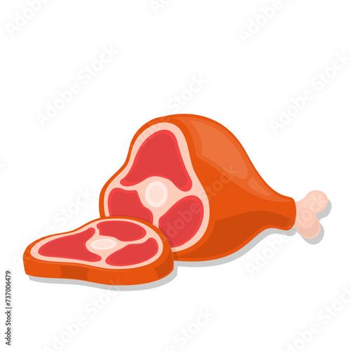 Cartoon raw ham meat cartoon illustration