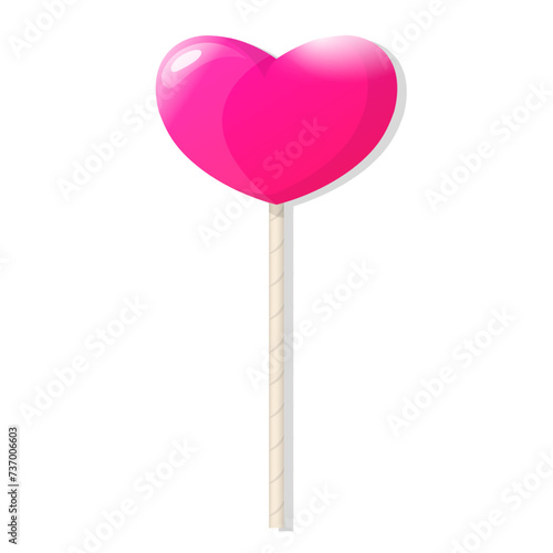 Pink heart shape Lollipop cartoon illustration