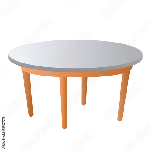 Furniture white round table cartoon illustration
