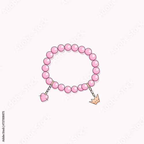 Barbiecore jewelry accessories. Trendy doll hot pink fashion necklace. Cartoon bracelet. 