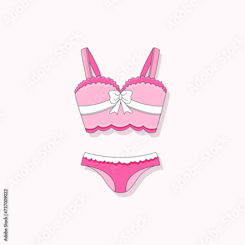 Girly pink underwear, Barbiecore clothes, Cartoon lingerie.