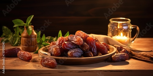 a bowl of dates on the table, breaking the fast with dates