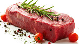 Piece of meat topped with sprig of rosemary. This image can be used to showcase delicious and flavorful dish