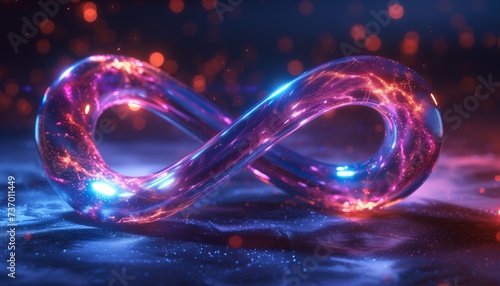 neon infinity loop with cosmic sparkle photo