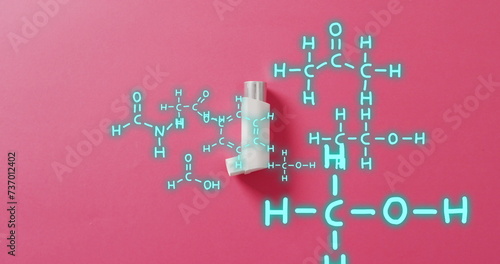 Image of chemical structures over inhaler