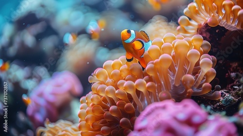 Underwater World of Coral Reef Life teeming with Colorful Fishes amidst the Intricate Beauty of Coral Formations showcasing the Diversity Vibrancy of Marine Life created with Generative AI Technology © Animals Creator