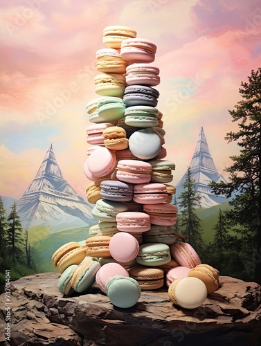 Pastel Parisian Macaron Towers: A Delightful Picnic in the Macaron National Park photo