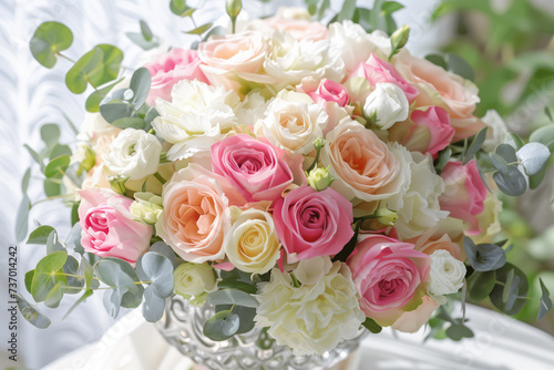 bouquet of the bride with roses  peonies.AI generaed