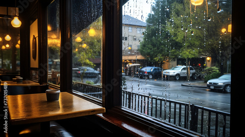 Restaurant view raindrops