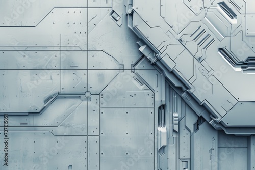 Scifi design external side walls panels abstract. clean light color.