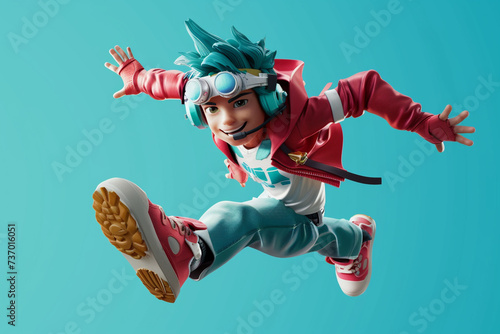 Flying game character background 3d stylish wallpaper illustration	