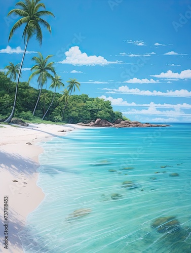 Turquoise Caribbean Shorelines  Sandy Shores Stretch in a Stunning Beach Scene