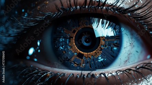 Close-Up of a Majestic Robotic Human Eye