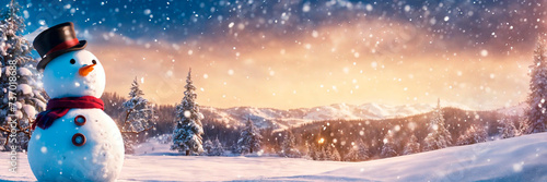 snowman on the street in winter. Selective focus.