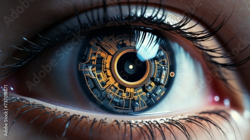 Close-Up of a Majestic Robotic Human Eye