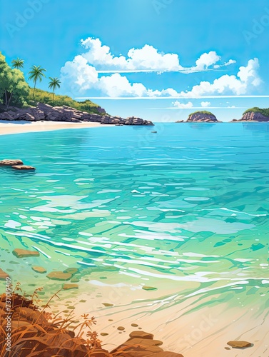 Turquoise Caribbean Shorelines National Park Print: Untouched Shores and Serene Beauty