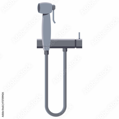 Toilet bidet faucet hygienic sprayer vector cartoon illustration isolated on a white background.