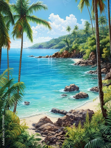Turquoise Coastal Beauty  Captivating Caribbean Shorelines Nature Artwork