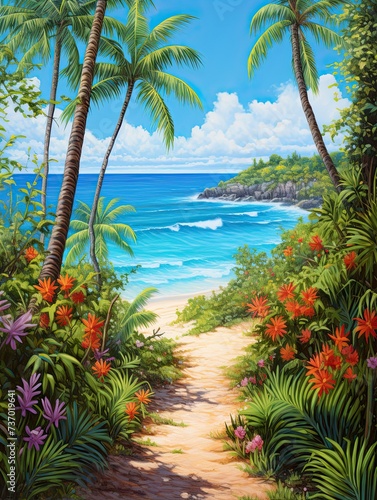 Turquoise Caribbean Shorelines: Pathway Art and Tranquil Trails © Michael