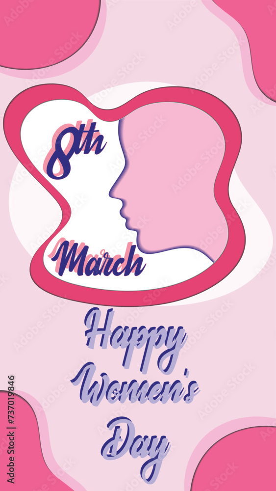 Empowerment Blooms: A Vibrant Tribute to Women on 8th March, Celebrate International Women's Day with this vibrant vector! It features a silhouette of a woman, symbolizing the strength of women.
