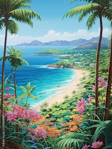 Turquoise Caribbean Shorelines: Panoramic Island Vista