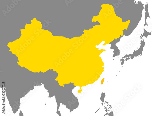 中国と台湾の地図、日本とユーラシア大陸、シルエット