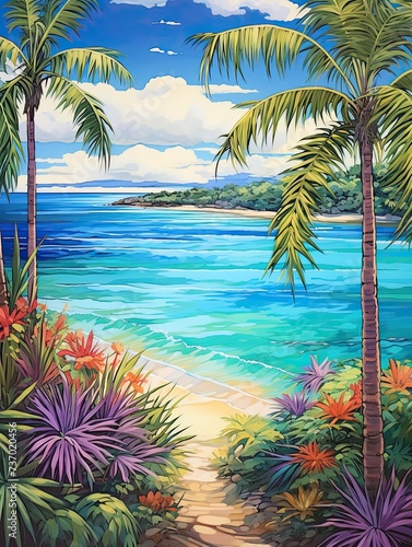 Turquoise Caribbean Shorelines  Paradise on Canvas     Captivating Tropical Beach Art