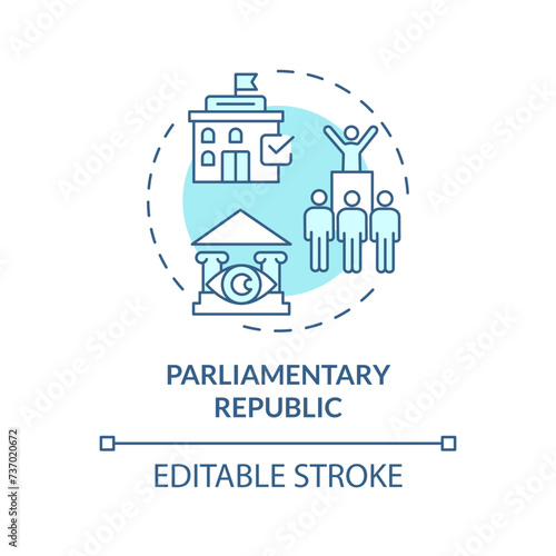 Parliamentary republic soft blue concept icon. Federal government policy. Political parties, senate lawmakers. Round shape line illustration. Abstract idea. Graphic design. Easy to use