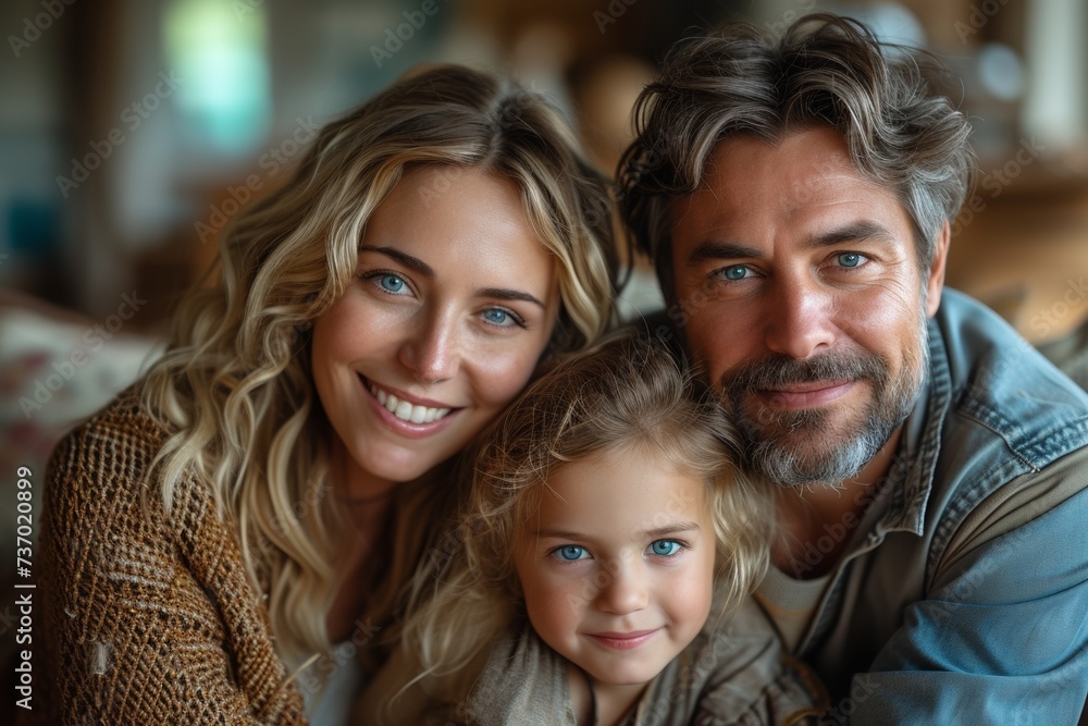 An affectionate family portrait, capturing the bonding and happiness of parents and children together. An affectionate family portrait, capturing the bonding and happiness of parents and children together.