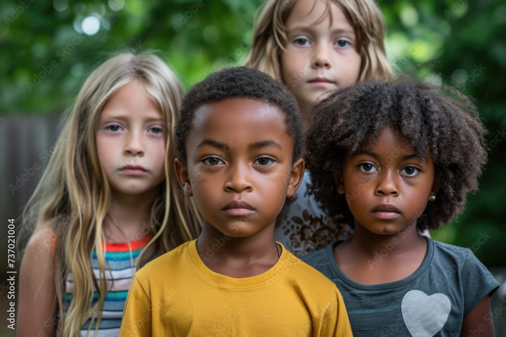 Group of young children standing next to each other. Perfect for illustrating friendship, diversity, and childhood innocence Group of young children standing next to each other. Perfect for illustrating friendship, diversity, and childhood innocence