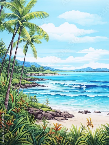 Turquoise Caribbean Shorelines Wall Art: Tropical Beach View - Serene Escape