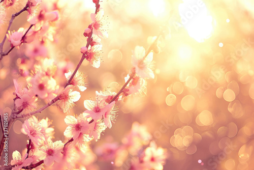 Bunch of flowers hanging on tree branch. This image can be used to depict nature, beauty, spring, or floral themes