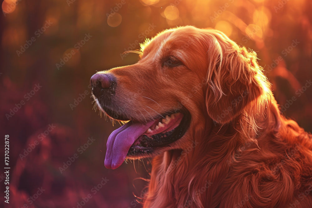 Picture of dog with its tongue hanging out, basking in sun. Perfect for summer-themed projects