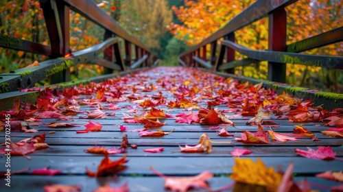 Autumn bridge. Generative AI