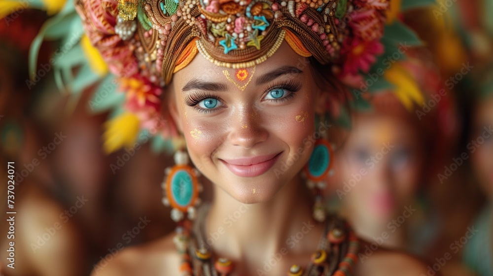 Young woman portrait. Explore the exhilaration of exploring new cultures and traditions, capturing the joyous expressions of travelers immersing themselves in new experiences
