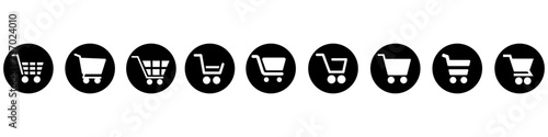 Shopping cart icon vector set. Supermarket illustration sign collection. Shopping symbol or logo.