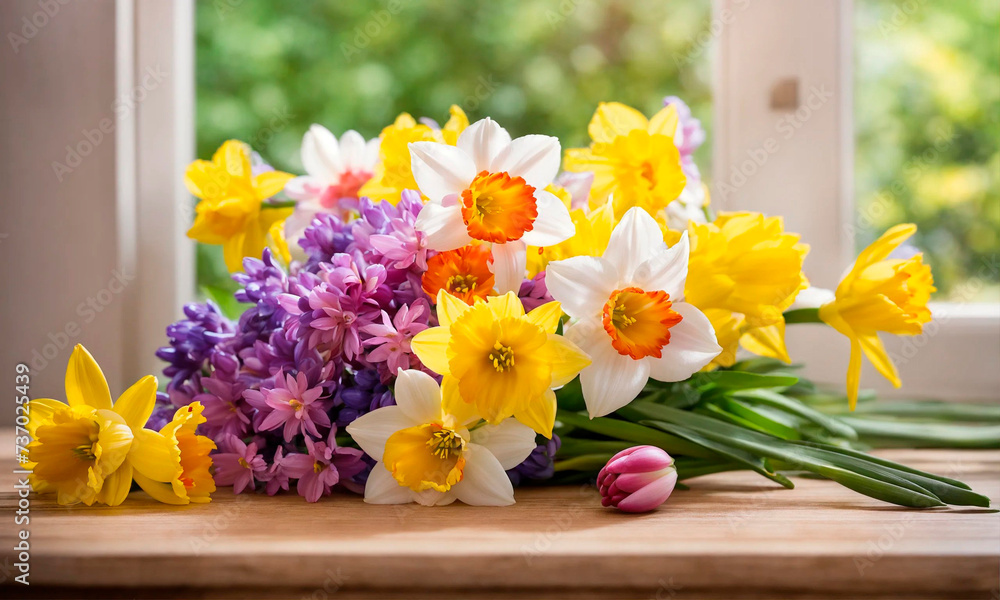 beautiful spring flowers background . Selective focus.