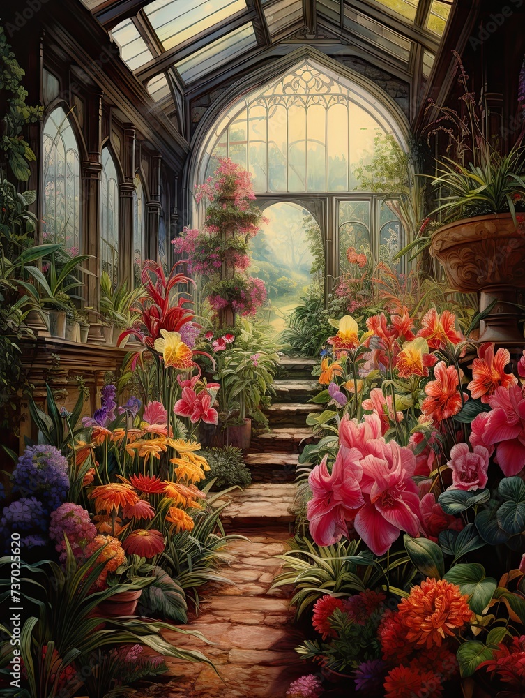 Victorian Greenhouse: Captivating Vibrant Landscape of Colorful Botanicals
