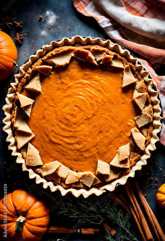 pumpkin pie on autumn background. Selective focus. pumpkin pie on autumn background. Selective focus.