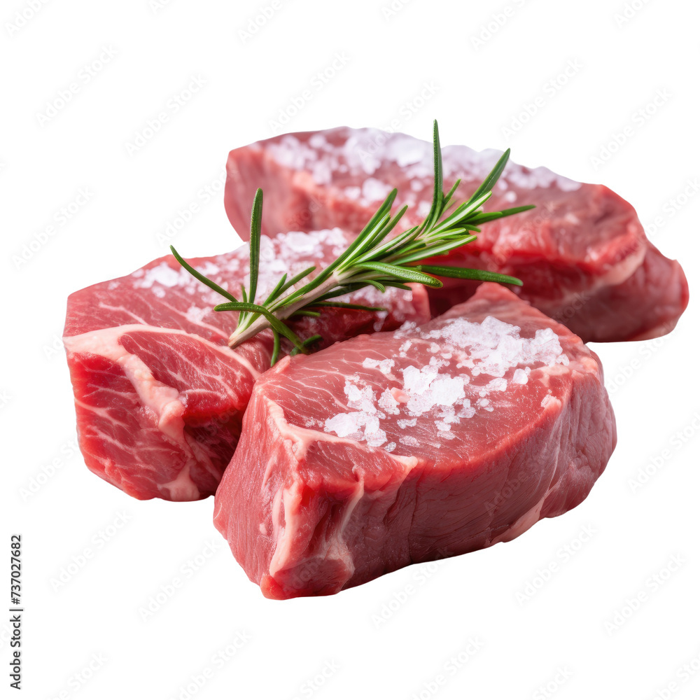 Pieces of raw steak on transparent background Pieces of raw steak on transparent background