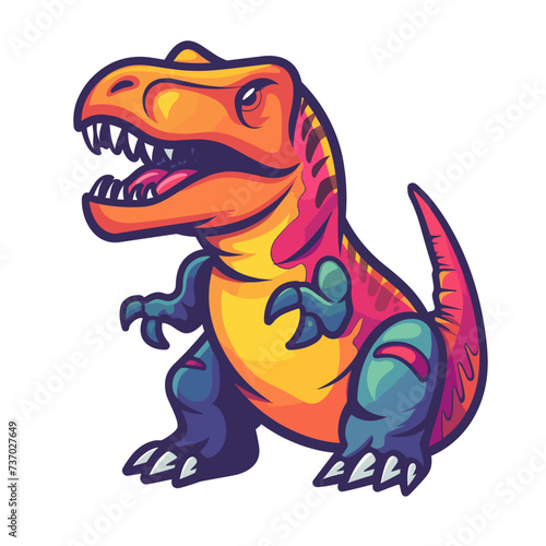 t-rex mascot logo flat color