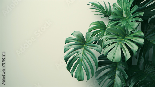 Monstera plants placed in the corner of a room with clean white walls  Ai generated Images