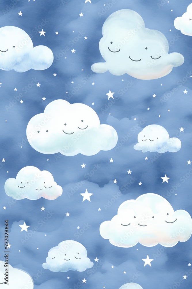 Children's pattern with clouds